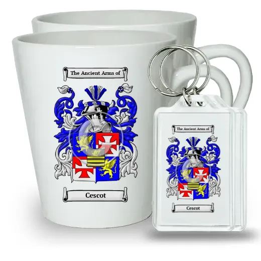 Cescot Pair of Latte Mugs and Pair of Keychains