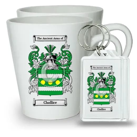 Challice Pair of Latte Mugs and Pair of Keychains