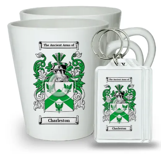 Charleston Pair of Latte Mugs and Pair of Keychains