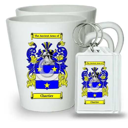 Chartier Pair of Latte Mugs and Pair of Keychains