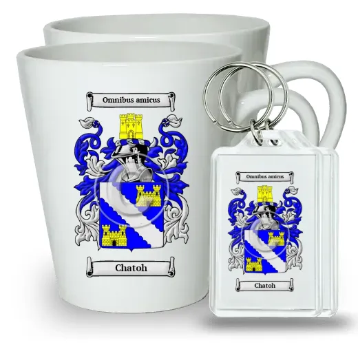 Chatoh Pair of Latte Mugs and Pair of Keychains