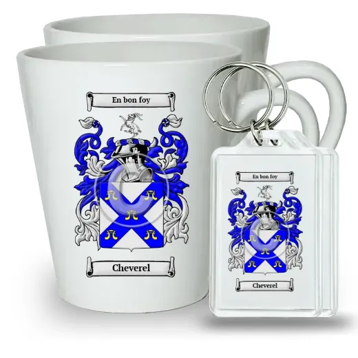 Cheverel Pair of Latte Mugs and Pair of Keychains