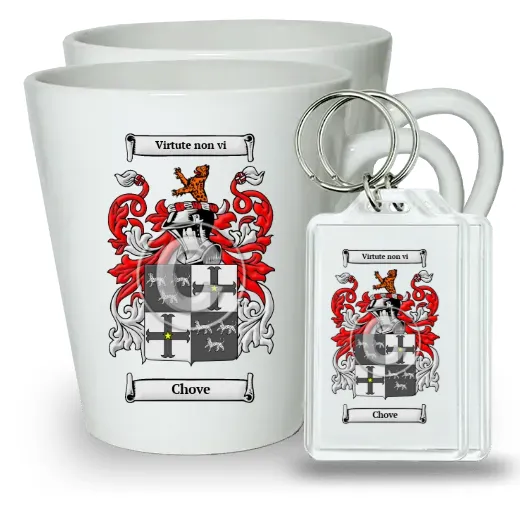 Chove Pair of Latte Mugs and Pair of Keychains
