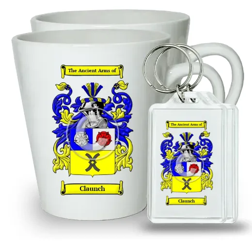Claunch Pair of Latte Mugs and Pair of Keychains