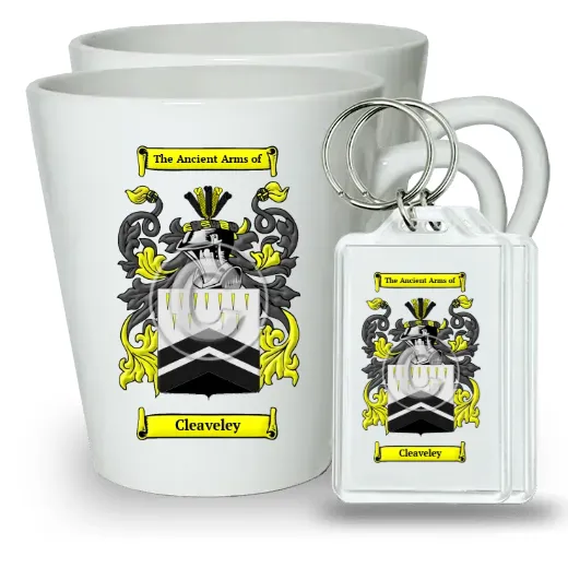 Cleaveley Pair of Latte Mugs and Pair of Keychains