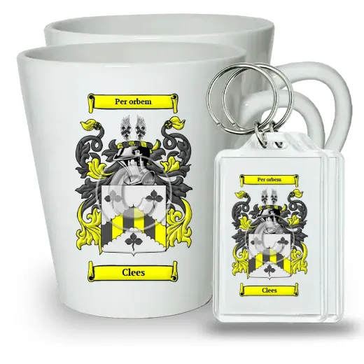 Clees Pair of Latte Mugs and Pair of Keychains