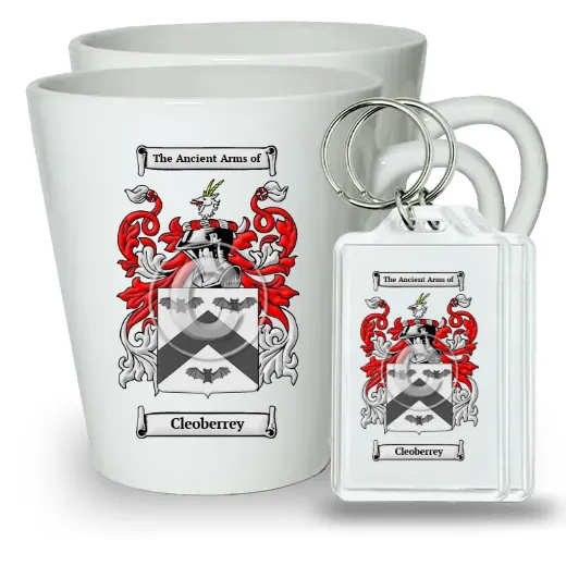 Cleoberrey Pair of Latte Mugs and Pair of Keychains