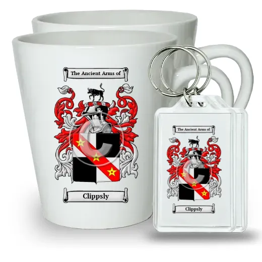 Clippsly Pair of Latte Mugs and Pair of Keychains