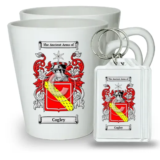 Cogley Pair of Latte Mugs and Pair of Keychains