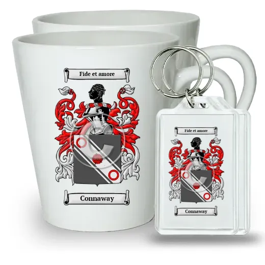 Connaway Pair of Latte Mugs and Pair of Keychains