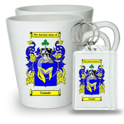 Connie Pair of Latte Mugs and Pair of Keychains