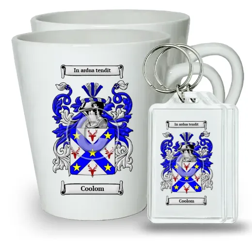 Coolom Pair of Latte Mugs and Pair of Keychains