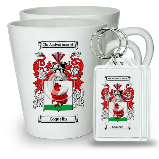 Coquelin Pair of Latte Mugs and Pair of Keychains