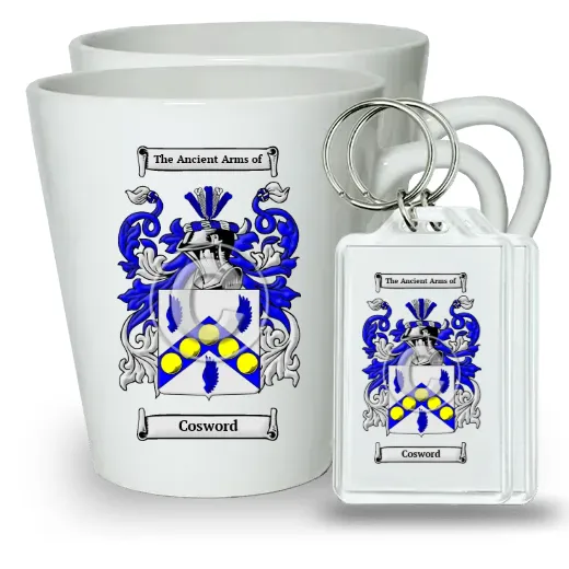 Cosword Pair of Latte Mugs and Pair of Keychains