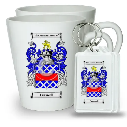 Craswell Pair of Latte Mugs and Pair of Keychains