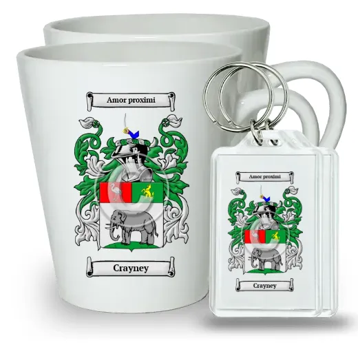 Crayney Pair of Latte Mugs and Pair of Keychains