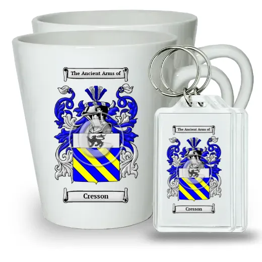 Cresson Pair of Latte Mugs and Pair of Keychains