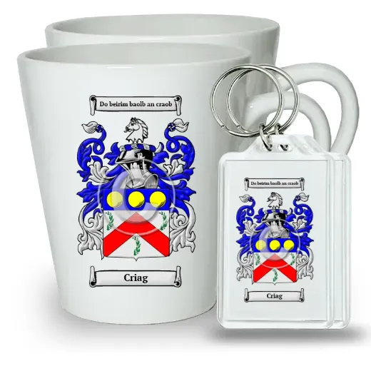 Criag Pair of Latte Mugs and Pair of Keychains