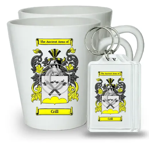 Crill Pair of Latte Mugs and Pair of Keychains