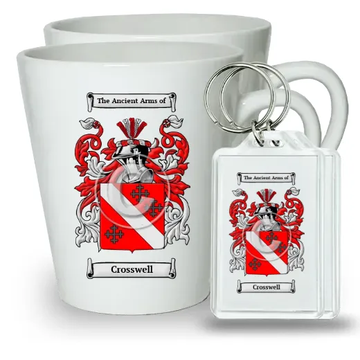 Crosswell Pair of Latte Mugs and Pair of Keychains