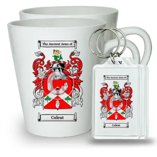 Culent Pair of Latte Mugs and Pair of Keychains