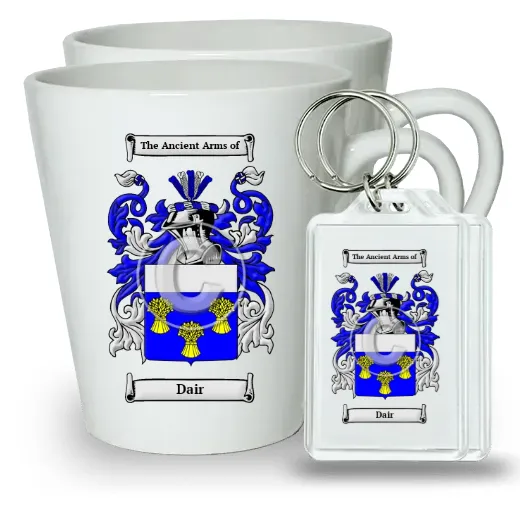 Dair Pair of Latte Mugs and Pair of Keychains
