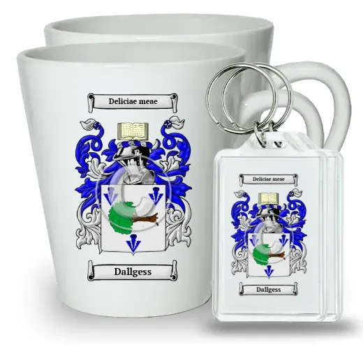 Dallgess Pair of Latte Mugs and Pair of Keychains