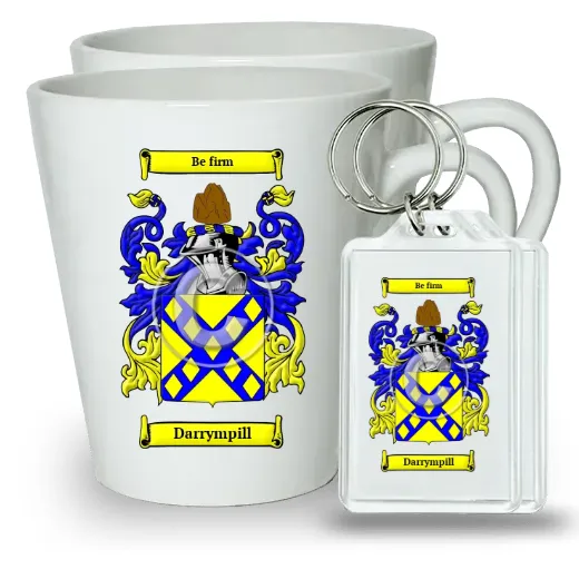 Darrympill Pair of Latte Mugs and Pair of Keychains