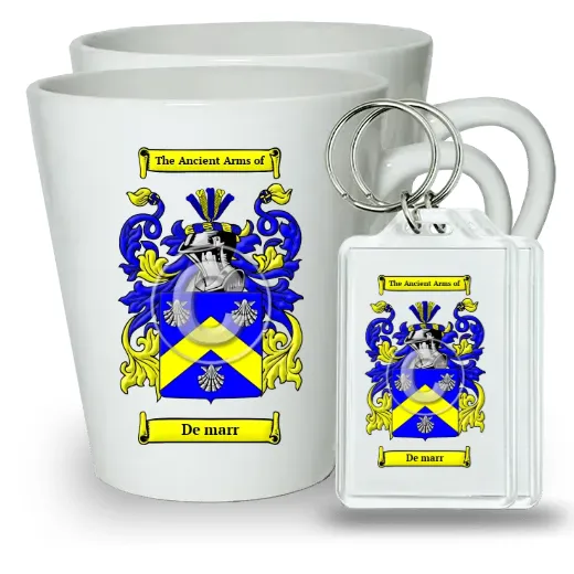 De marr Pair of Latte Mugs and Pair of Keychains