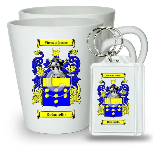 Delamello Pair of Latte Mugs and Pair of Keychains