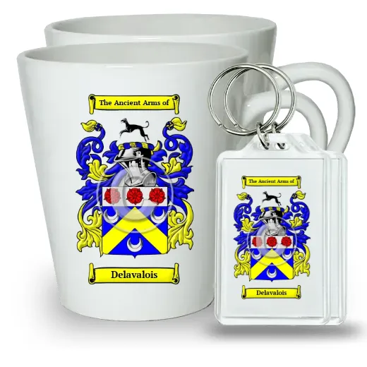 Delavalois Pair of Latte Mugs and Pair of Keychains