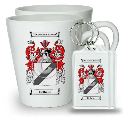 Delbene Pair of Latte Mugs and Pair of Keychains