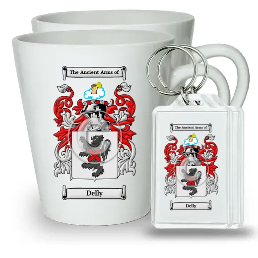 Delly Pair of Latte Mugs and Pair of Keychains