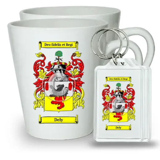 Dely Pair of Latte Mugs and Pair of Keychains