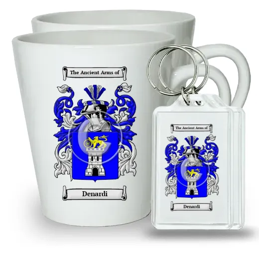 Denardi Pair of Latte Mugs and Pair of Keychains