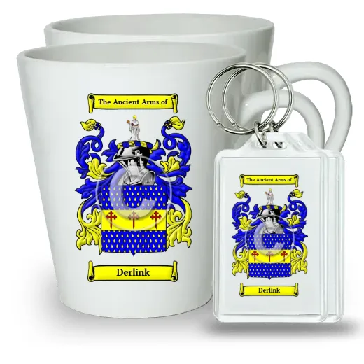 Derlink Pair of Latte Mugs and Pair of Keychains