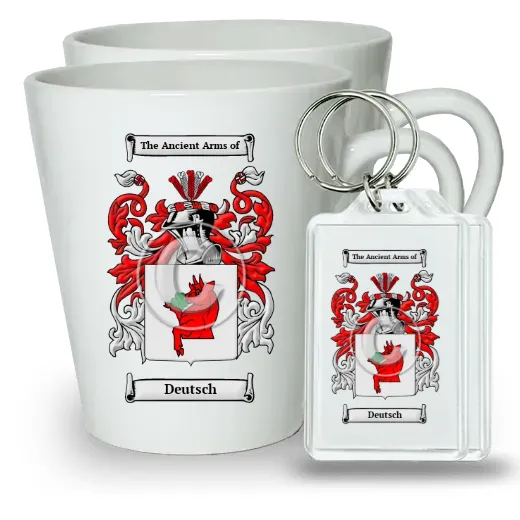 Deutsch Pair of Latte Mugs and Pair of Keychains
