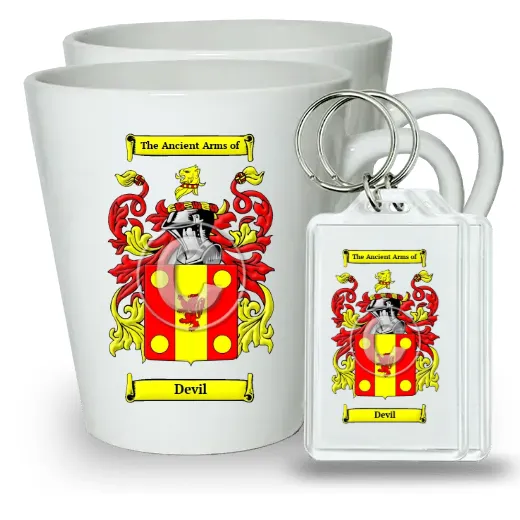 Devil Pair of Latte Mugs and Pair of Keychains
