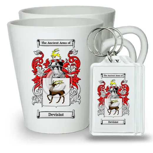 Devisint Pair of Latte Mugs and Pair of Keychains