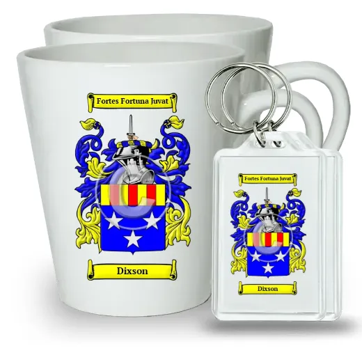 Dixson Pair of Latte Mugs and Pair of Keychains