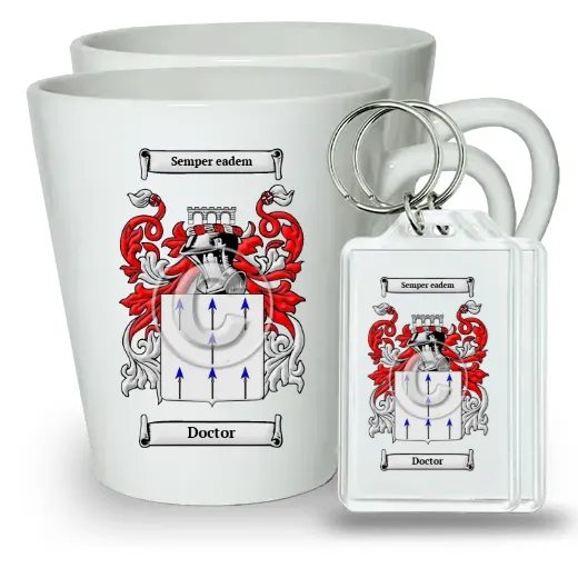 Doctor Pair of Latte Mugs and Pair of Keychains