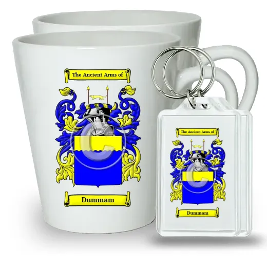Dummam Pair of Latte Mugs and Pair of Keychains