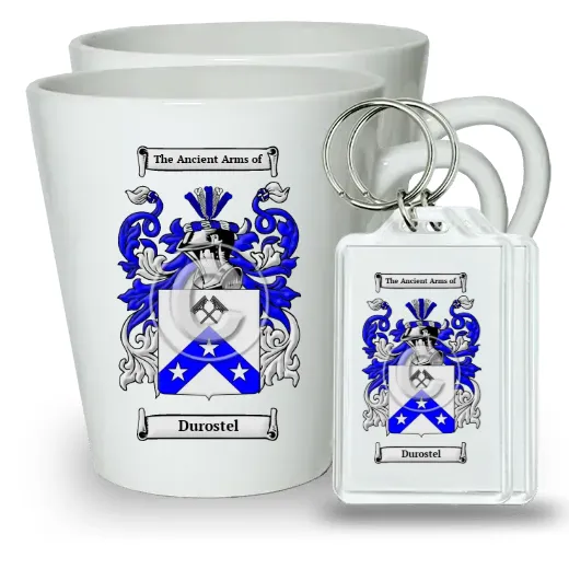 Durostel Pair of Latte Mugs and Pair of Keychains