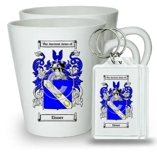 Eisner Pair of Latte Mugs and Pair of Keychains