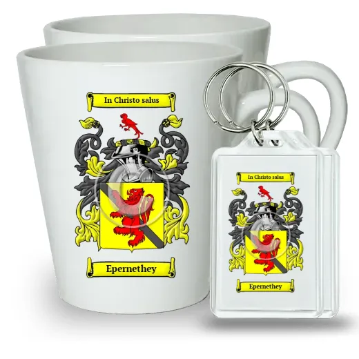 Epernethey Pair of Latte Mugs and Pair of Keychains