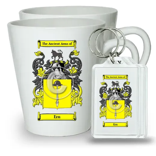 Ern Pair of Latte Mugs and Pair of Keychains