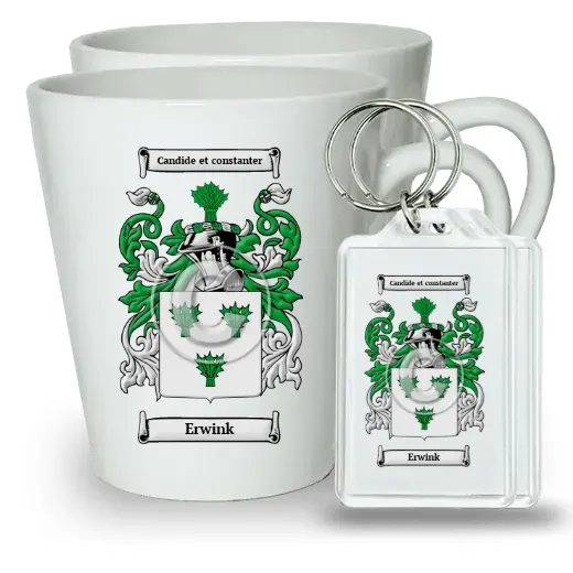 Erwink Pair of Latte Mugs and Pair of Keychains