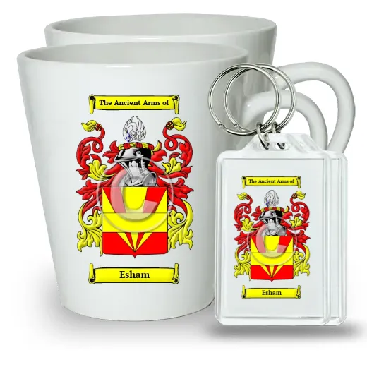 Esham Pair of Latte Mugs and Pair of Keychains