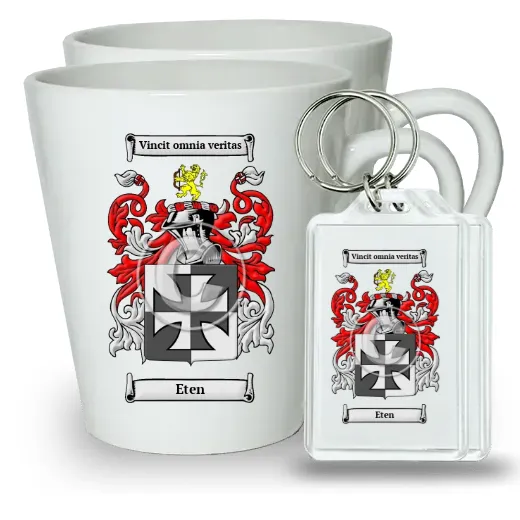 Eten Pair of Latte Mugs and Pair of Keychains