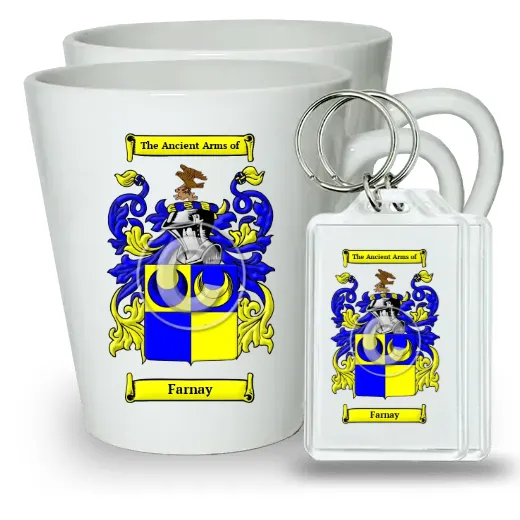 Farnay Pair of Latte Mugs and Pair of Keychains